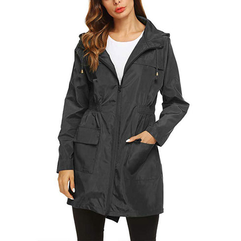 Outdoor Jacket  Waist Hooded  Lightweight Waterproof Raincoat Jacket - ROUTINE FASHION